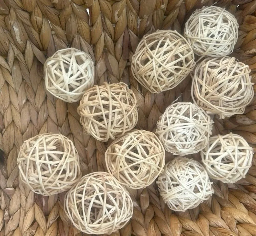 Wicker Rattan Decorative Balls 15 Piece Set